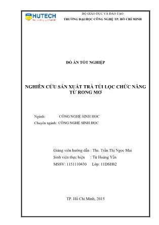 Đồ án Nghiên cứu sản xuất trà túi lọc chức năng từ rong mơ