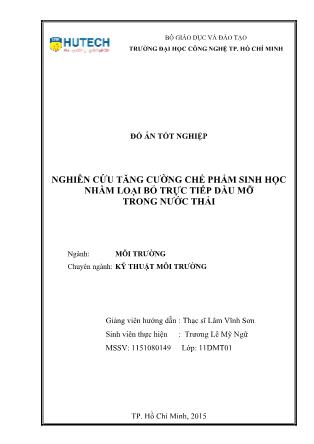 Đồ án Nghiên cứu tăng cường chế phẩm sinh học nhằm loại bỏ trực tiếp dầu mỡ trong nước thải