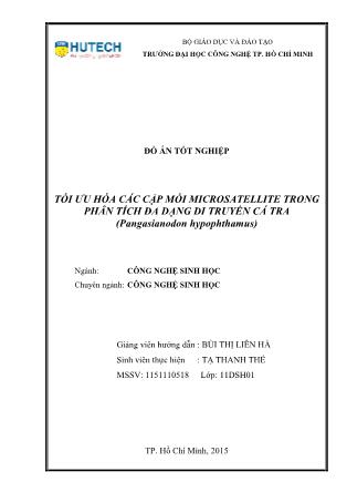 Đồ án Tối ưu hóa các cặp mồi microsatellite trong phân tích đa dạng di truyền cá tra (Pangasianodon hypophthamus)