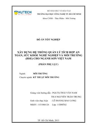 Đồ án Xây dựng hệ thống quản lý tích hợp an toàn, sức khỏe nghề nghiệp và môi trường (HSE) cho ngành sơn Việt Nam