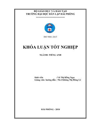 Khóa luận An analysis of the efficiency of teaching methods applied in ESL classrooms for primary students in Haiphong city
