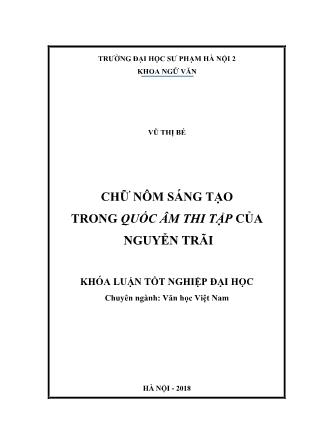 Khóa luận Chữ nôm sáng tạo trong Quốc âm thi tập của Nguyễn Trãi