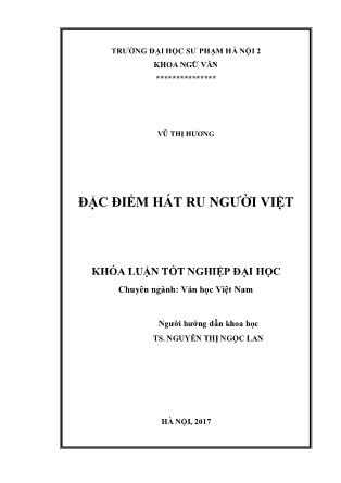 Khóa luận Đặc điểm hát ru người Việt