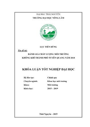 Khóa luận Đánh giá chất lượng môi trường không khí trên địa bàn thành phố Tuyên Quang