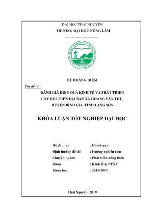 Khóa luận Đánh giá hiệu quả kinh tế và phát triển cây hồi trên địa bàn xã Hoàng Văn Thụ, huyện Bình Gia, tỉnh Lạng Sơn