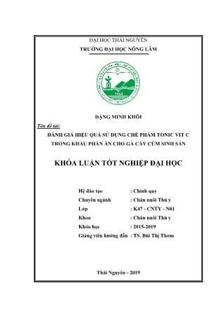 Khóa luận Đánh giá hiệu quả sử dụng chế phẩm Tonic vit C trong khẩu phần ăn cho gà cáy củm sinh sản