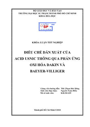 Khóa luận Điều chế dẫn xuất của acid usnic thông qua phản ứng oxi hóa dakin và baeyer-villiger