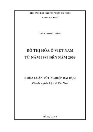 Khóa luận Đô thị hóa ở Việt Nam từ năm 1989 đến năm 2009