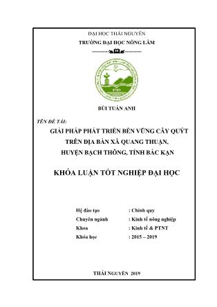 Khóa luận Giải pháp phát triển bền vững cây quýt trên địa bàn xã Quang Thuận, huyện Bạch Thông, tỉnh Bắc Kạn