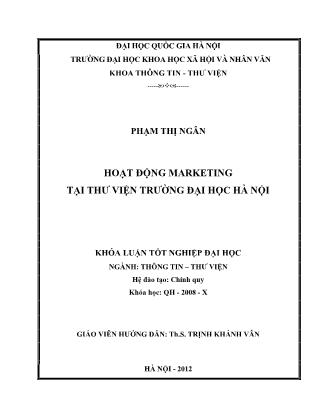 Khóa luận Hoạt động marketing tại Thư viện trường Đại học Hà Nội