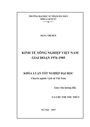 Khóa luận Kinh tế nông nghiệp Việt Nam giai đoạn 1976 - 1985