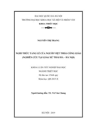 Khóa luận Nghi thức tang lễ của người Việt theo Công giáo (nghiên cứu tại giáo xứ Thái Hà - Hà Nội)