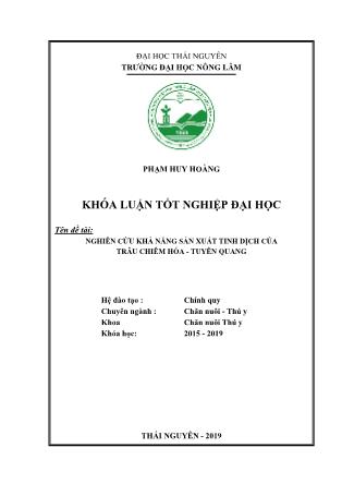 Khóa luận Nghiên cứu khả năng sản xuất tinh dịch của trâu Chiêm Hóa - Tuyên Quang