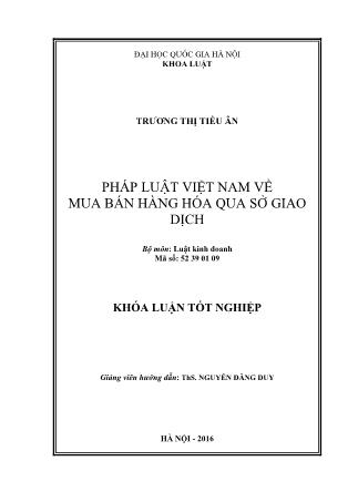 Khóa luận Pháp luật Việt Nam về mua bán hàng hóa qua sở giao dịch