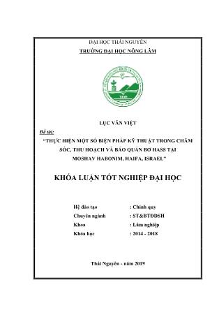 Khóa luận Thực hiện một số biện pháp kỹ thuật trong chăm sóc, thu hoạch và bảo quản Bơ Hass tại moshav Habonim, Haifa, Israel