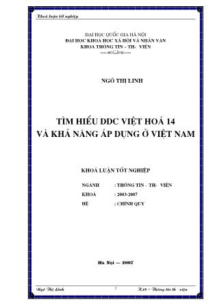 Khóa luận Tìm hiểu DDC việt hoá 14 và khả năng áp dụng ở Việt Nam