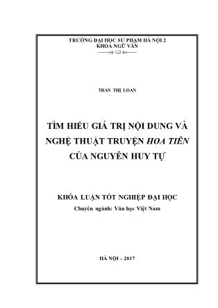 Khóa luận Tìm hiểu giá trị nội dung và nghệ thuật truyện Hoa tiên của Nguyễn Huy Tự