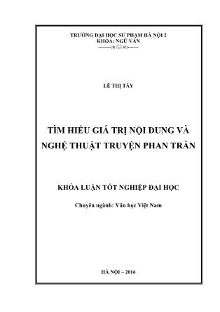 Khóa luận Tìm hiểu giá trị nội dung và nghệ thuật truyện Phan Trần