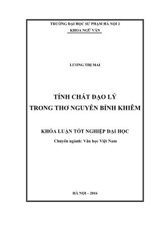 Khóa luận Tính chất đạo lý trong thơ Nguyễn Bỉnh Khiêm