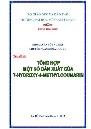Khóa luận Tổng hợp một số dẫn xuất 7- Hydroxy-4-methylcoumarin