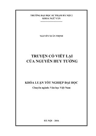 Khóa luận Truyện cổ viết lại của Nguyễn Huy Tưởng