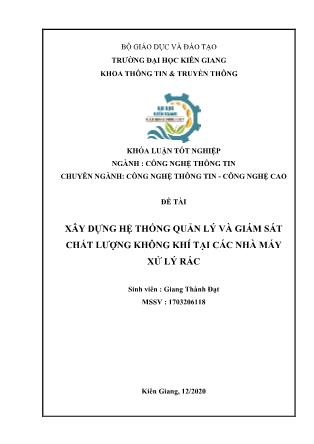 Khóa luận Xây dựng hệ thống quản lý và giám sát chất lượng không khí tại các nhà máy xử lý rác