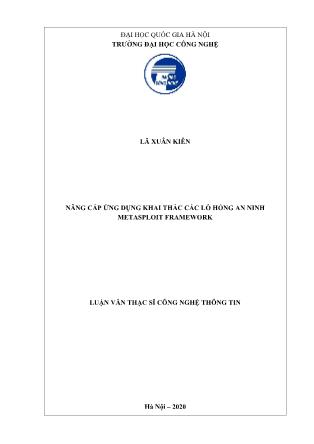 Luận văn Nâng cấp ứng dụng khai thác các lỗ hổng an ninh Metasploit Framework