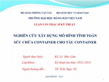 Luận văn Nghiên cứu xây dựng mô hình tính toán sức chứa container cho tàu container
