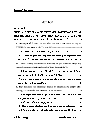 Luận văn Quy trình kiểm toán khoản mục nợ phải thu khách hàng do công ty TNHH kiểm toán và tư vấn DCPA thực hiện