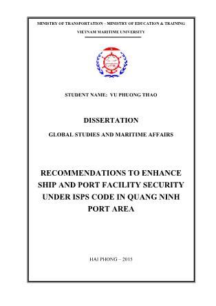 Luận văn Recommendations to enhance ship and port facility security under ISPS code in Quang Ninh port area