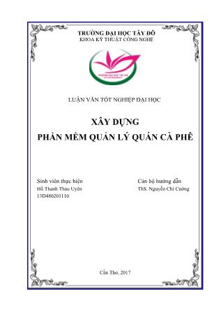 Luận văn Xây dựng phần mềm quản lý quán cà phê