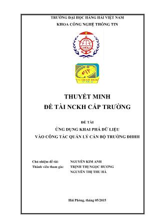 Ứng dụng khai phá dữ liệu vào công tác quản lý cán bộ Đại học Hàng hải Việt Nam