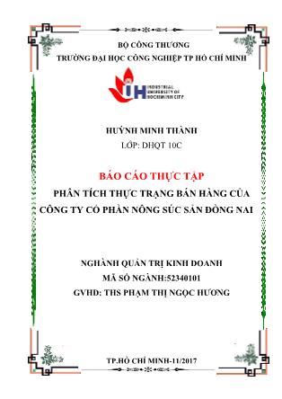Báo cáo Phân tích thực trạng bán hàng của Công ty Cổ phần Nông Súc Sản Đồng Nai - Huỳnh Minh Thành