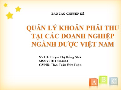 Báo cáo Quản lý khoản phải thu tại các doanh nghiệp ngành dược Việt Nam
