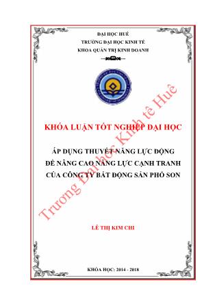 Khóa luận Áp dụng thuyết năng lực động để nâng cao khả năng cạnh tranh của Công ty bất động sản Phố Son