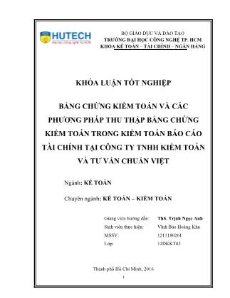 Khóa luận Các phương pháp thu thập BCKiT trong kiểm toán BCTC tại Công ty TNHH Kiểm toán và Tư vấn Chuẩn Việt
