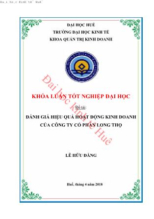 Khóa luận Đánh giá hiệu quả hoạt động kinh doanh của công ty cổ phần Long Thọ