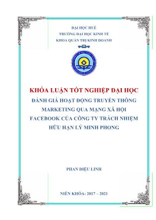 Khóa luận Đánh giá hoạt động truyền thông marketing qua mạng xã hội facebook của công ty TNHH Lý Minh Phong