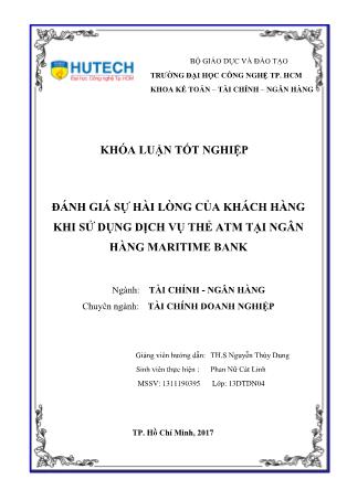 Khóa luận Đánh giá sự hài lòng của hách hàng khi sử dụng dịch vụ thẻ ATM tại ngân hàng Maritime Bank