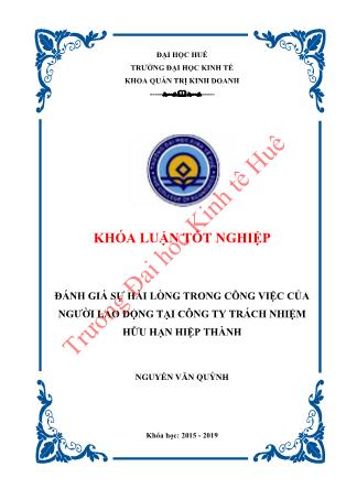 Khóa luận Đánh giá sự hài lòng trong công việc của người lao động tại Công ty trách nhiệm hữu hạn Hiệp Thành