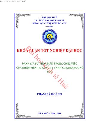 Khóa luận Đánh giá sự thoả mãn trong công việc của nhân viên tại Công ty TNHH Coxano Hương Thọ