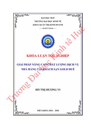 Khóa luận Giải pháp nâng cao chất lượng dịch vụ nhà hàng tại khách sạn Gold Huế