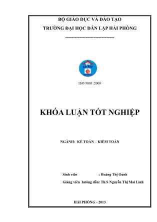 Khóa luận Hoàn thiện công tác kế toán doanh thu, chi phí và xác định kết quả kinh doanh tại Chi nhánh công ty TNHH MTV dược phẩm trung ương 2 tại Hải Phòng