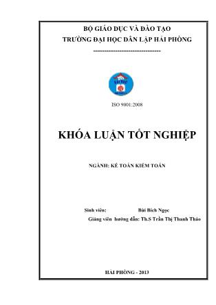 Khóa luận Hoàn thiện công tác kế toán Nguyên vật liệu, công cụ dụng cụ nhằm nâng cao công tác quản lý nguyên vật liệu, công cụ dụng cụ tại công ty cổ phần lai dắt và vận tải cảng Hải Phòng