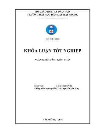 Khóa luận Hoàn thiện công tác kế toán thanh toán với người mua, người bán tại Chi nhánh công ty cổ phần Bạch Đằng 10 tại Hải Phòng