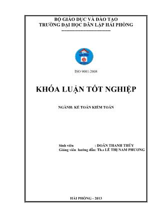 Khóa luận Hoàn thiện công tác kế toán vốn bằng tiền tại công ty TNHH MTV thương mại dịch vụ và XNK Hải Phòng