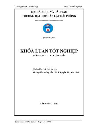 Khóa luận Hoàn thiện công tác kế toán vốn bằng tiền tại Công ty TNHH 1TV Than Nam Mẫu - Vinacomin