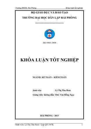 Khóa luận Hoàn thiện công tác lập và phân tích bảng cân đối kế toán tại Chi nhánh Công ty Cổ phần Hàng Hải Đông Đô tại Hải Phòng