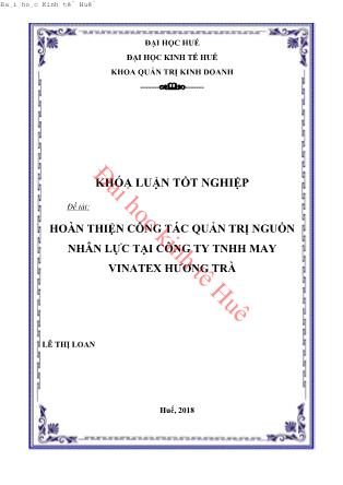 Khóa luận Hoàn thiện công tác quản trị nguồn nhân lực tại công ty TNHH Vinatex Hương Trà Huế