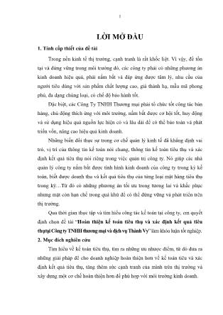 Khóa luận Hoàn thiện kế toán tiêu thụ và xác định kết quả tiêu thụ tại Công ty TNHH thương mại và dịch vụ Thành Vy